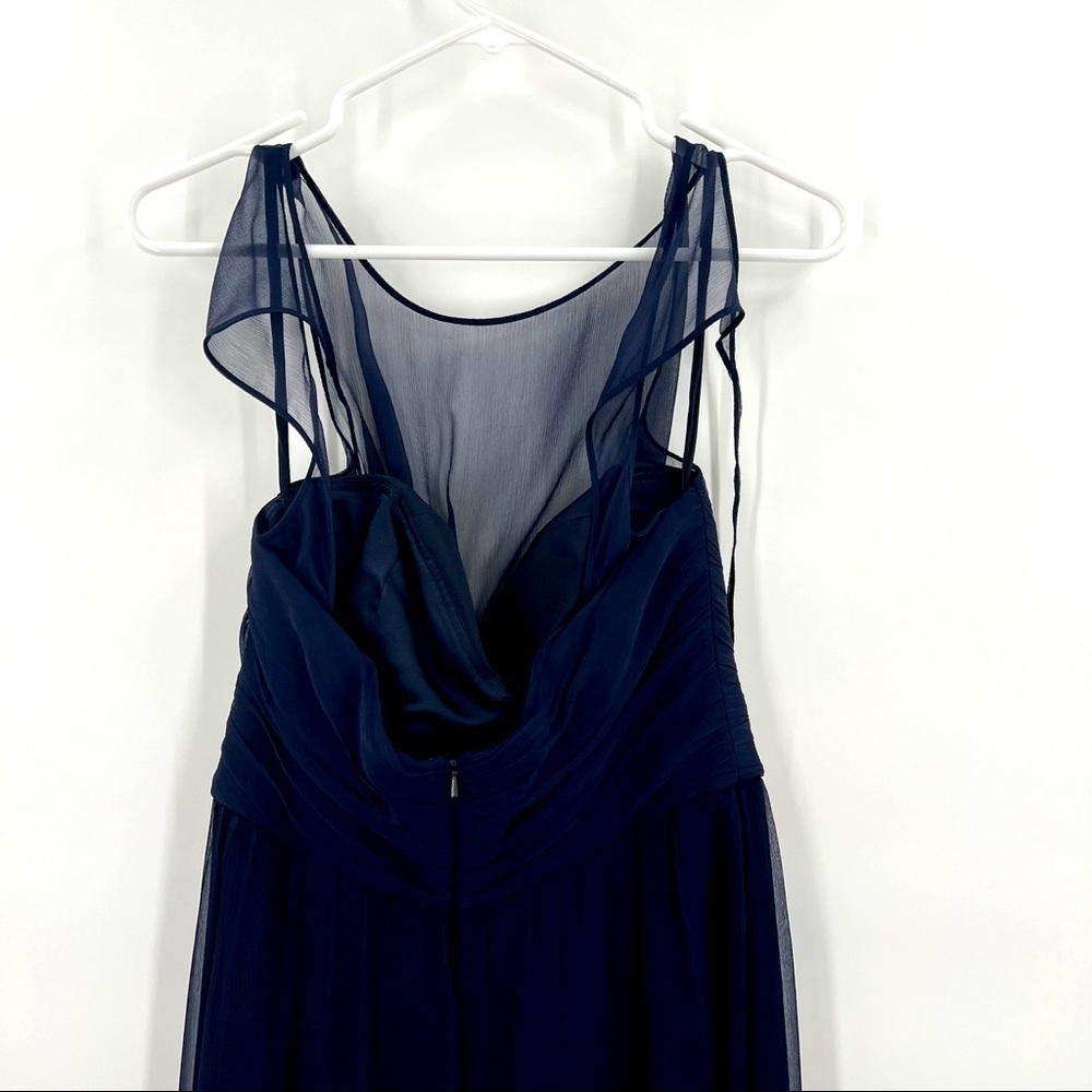 Amsale Illusion Yoke Crinkled Silk Chiffon Gown size 8 - Picture 5 of 16